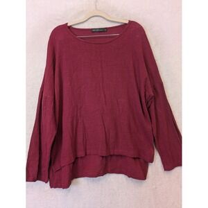 Zanzea Collection Burgundy 100% Cotton Oversized High Low‎ Tunic Top XL